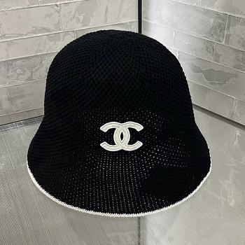 	 Chanel Knit Bucket Black Hat