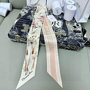 Dior Brown Herbarium Mitzah Scarf Beige Silk - 6X105cm - 6