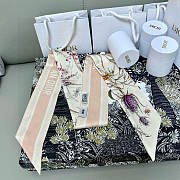 Dior Brown Herbarium Mitzah Scarf Beige Silk - 6X105cm - 4