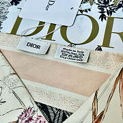 Dior Brown Herbarium Mitzah Scarf Beige Silk - 6X105cm - 3