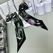	 Dior Brown Herbarium Mitzah Scarf Black Silk - 6X105cm - 5