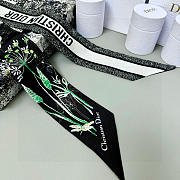 	 Dior Brown Herbarium Mitzah Scarf Black Silk - 6X105cm - 3