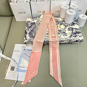 	 Dior Mitza Scarf Twilly Silk Pink - 6*105cm - 5