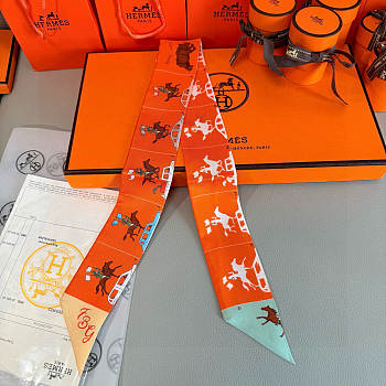 Hermès Parade Twilly Orange - 5 x 86.5cm