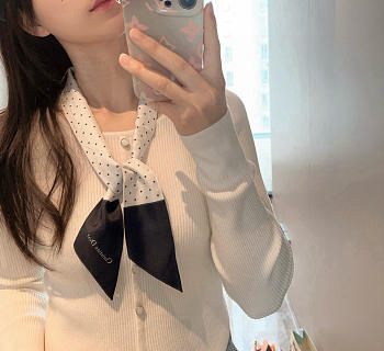 	 Dior Mitzah White Scarf - 6X105cm