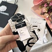 CHANEL Silk Slim Camellia CC Bandeau Scarf White & Black - 6*120cm - 6