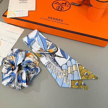 Hermes Blue Set Srunchies and Twilly