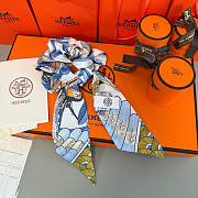 Hermes Blue Set Srunchies and Twilly - 3