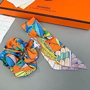 	 Hermes Orange Set Srunchies and Twilly - 1