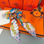 	 Hermes Orange Set Srunchies and Twilly - 5