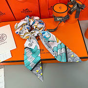 	 Hermes Light Blue Set Srunchies and Twilly - 2