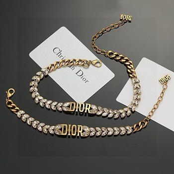 Dior Revolution Crystals Gold Tone Set Choker Necklace & Bracelet