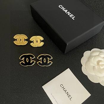 Chanel CC Logo Earrings Black/Gold