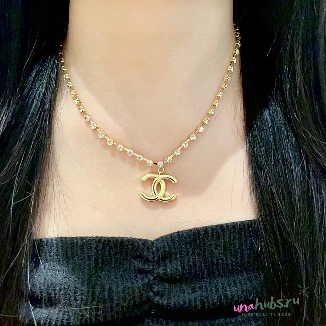 Chanel crystal CC necklace gold/silver - 1