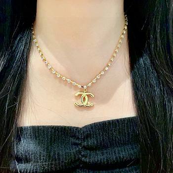 Chanel crystal CC necklace gold/silver