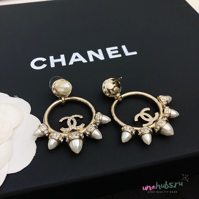 Chanel Strass & Faux Pearl CC Drop Earrings - 1