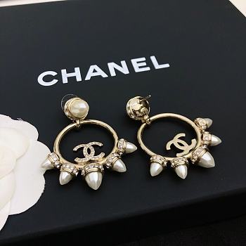 Chanel Strass & Faux Pearl CC Drop Earrings