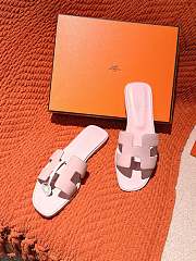 Hermes Oran Slides Power Pink Smooth Leather - 2