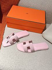 Hermes Oran Slides Power Pink Smooth Leather - 4