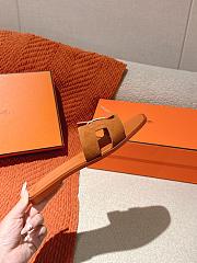 	 Hermes Oran Slides Brown Suede&Smooth Leather - 3