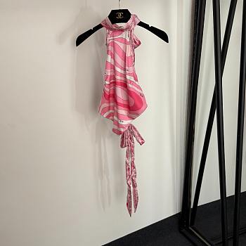 Emilio Pucci Marmo Halterneck Silk Top in Pink 