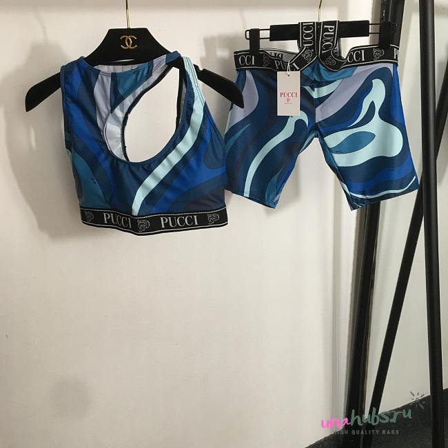 PUCCI Marmo-print Yoga Set Blue - 1