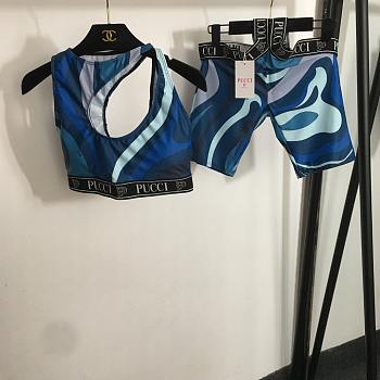 PUCCI Marmo-print Yoga Set Blue