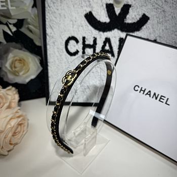 Chanel Black Gold Logo Chain Headband
