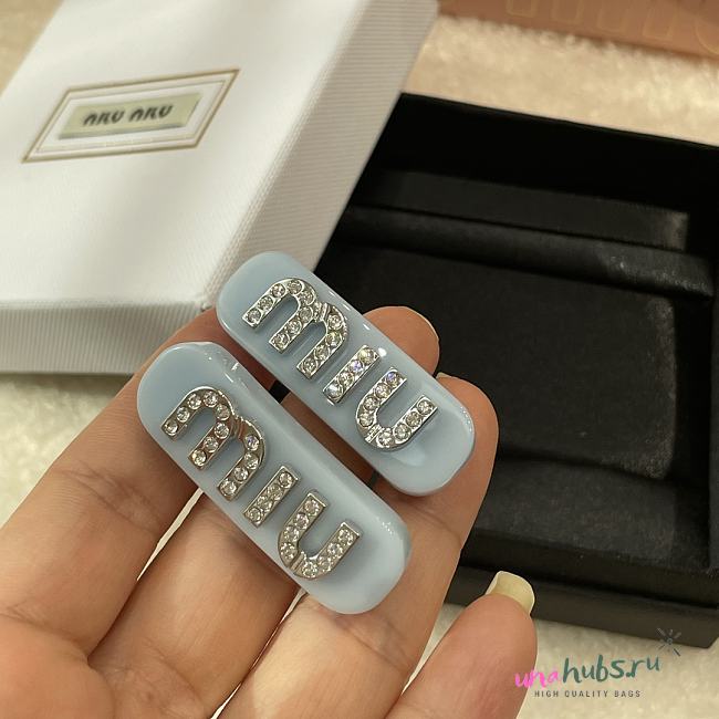 Miu Miu Plexiglas crystal blue hair clip - 1