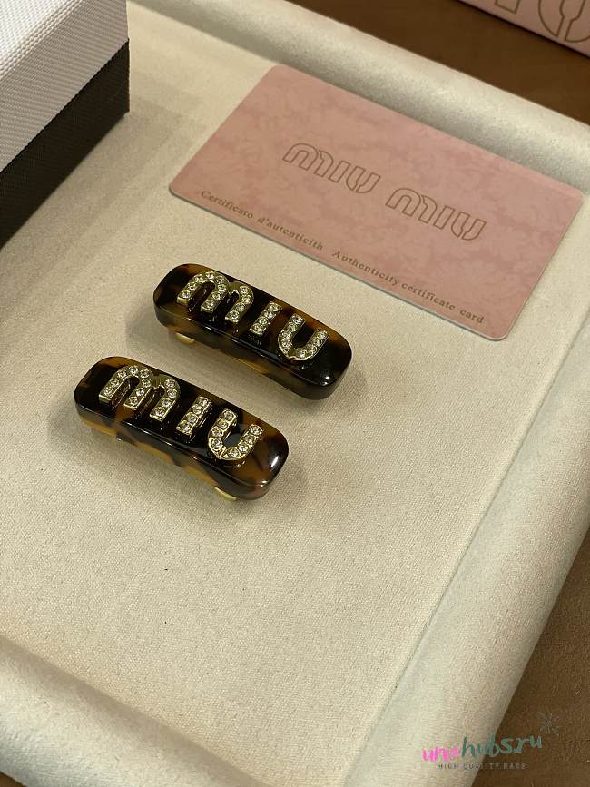 	 Miu Miu Plexiglas crystal brown hair clip - 1