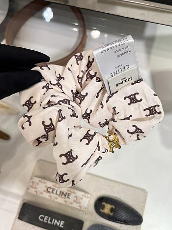Celine Scrunchy Rayure in Brass with Gold finish and Silk Biege
