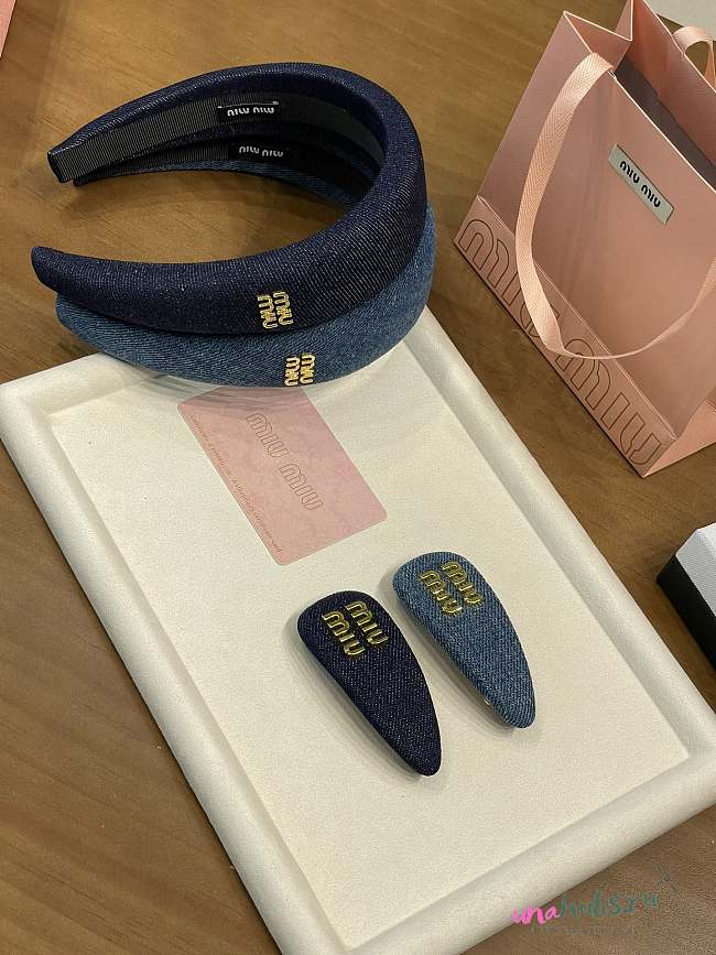 Miu Miu Denim Blue Headband - 1