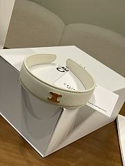 Celine Headband in Calfskin and Brass with Gold Finish - 2