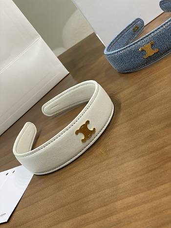 Celine Headband in Calfskin and Brass with Gold Finish