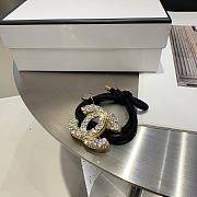 Chanel Hair Tie Gold CC Logo - 1