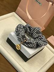 CELINE SCRUNCHY VICHY IN WOOL AND BRASS WITH GOLD FINISH - 4