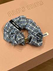 Celine Lightblue / Blue Checked Poplin Scrunchie  - 1