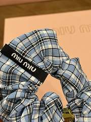 Celine Lightblue / Blue Checked Poplin Scrunchie  - 3