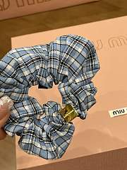 Celine Lightblue / Blue Checked Poplin Scrunchie  - 2