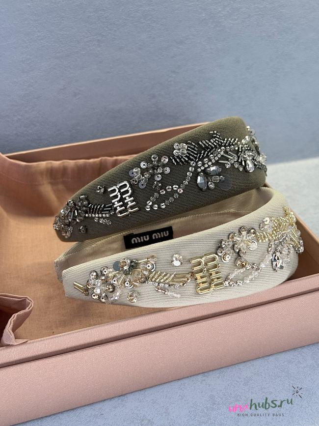 Miu Miu Logo-Lettering Embellished Hairband - 1