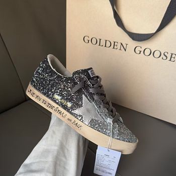  Golden Goose Super Star with glitter upper and silver metallic leather star