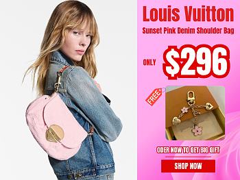 Louis Vuitton Sunset Pink Denim Shoulder Bag - 18 x 3 x 27cm