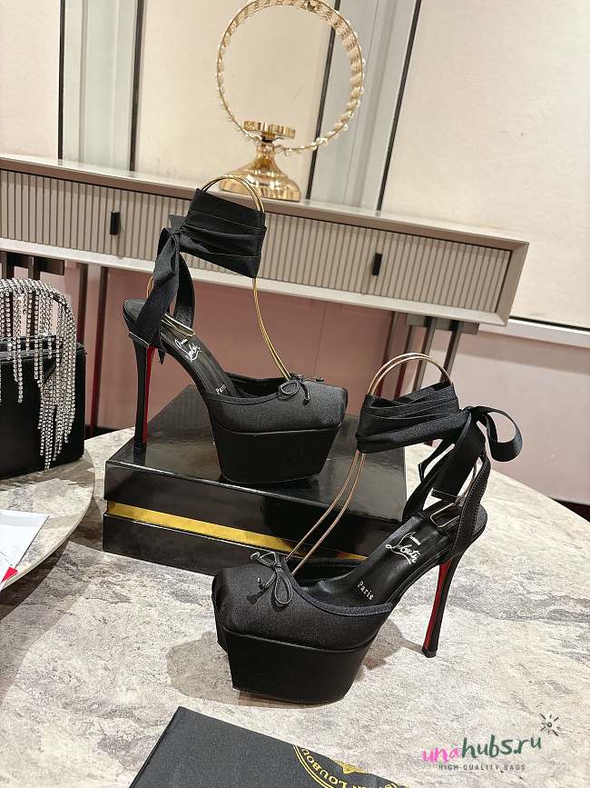 Christian Louboutin Cassia Silk Sole Platform Ballerina Pumps in Black - 1