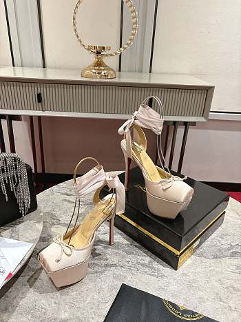 	 Christian Louboutin Cassia Silk Sole Platform Ballerina Pumps in Pink 15cm
