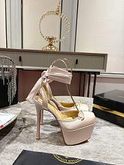 	 Christian Louboutin Cassia Silk Sole Platform Ballerina Pumps in Pink 15cm - 5