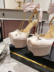 	 Christian Louboutin Cassia Silk Sole Platform Ballerina Pumps in Pink 15cm - 3