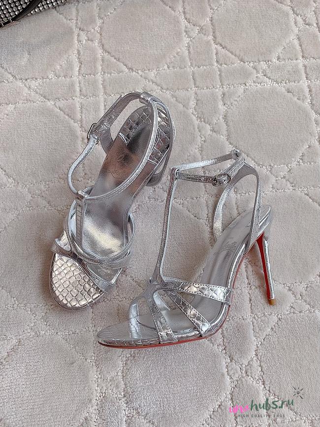  Christian Louboutin Tangueva 100 metallic leather sandals in silver - 1