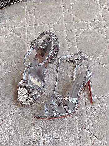  Christian Louboutin Tangueva 100 metallic leather sandals in silver