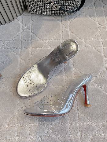 Christian Louboutin  Degramule 85 embellished mules in silver 