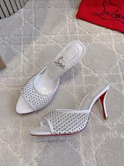 Christian Louboutin Apostropha Mesh Strass 85 White Mesh Mules - 1